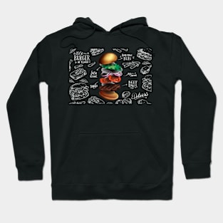 Falling realistic Burger Ingredients Back Board Hoodie